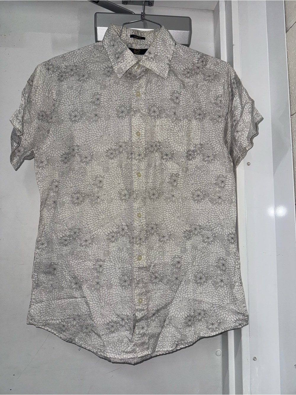 Original penguin Men's Short-Sleeve Printed Button-Up Shirt - White/Gray